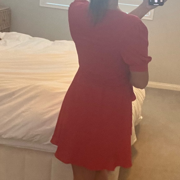 Fame and Partners Red Wrap mini dress, size 2 - Picture 3 of 4